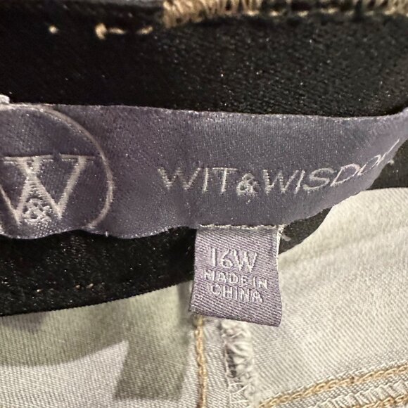 WIT & WISDOM WOMENS SAM HIGH RISE AB SOLUTION WIDE LEG GREY JEANS NEW 16W - Picture 8 of 15